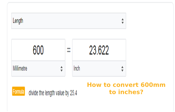 How to convert 600mm to inches?