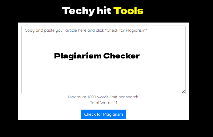How To Use  Plagiarism Techy hit Tools
