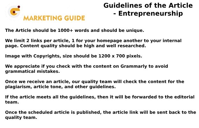 Guidelines of the Article – Entrepreneurship Write For Us