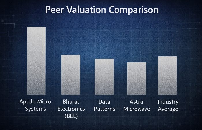 Apollo Micro Systems P/E ratio comparison with Indian defence sector peers