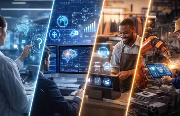 industries using AI automation like healthcare finance retail