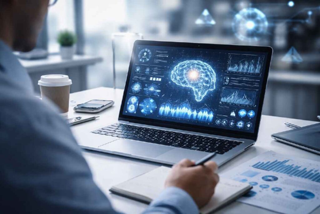 AI technology platform dashboard with business user