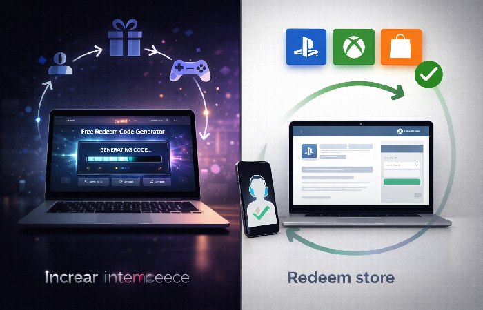 Visual comparison of fake redeem code site and legitimate platform