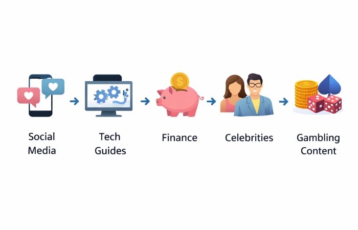 Visual overview of different content categories on MyTechArm website