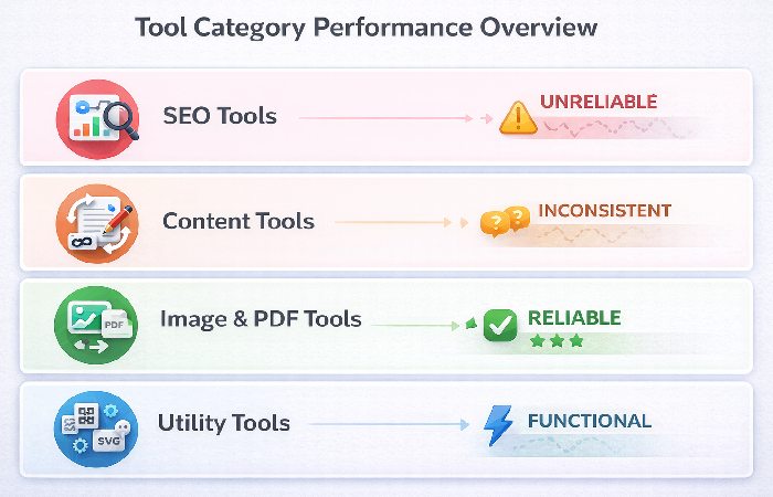 visual comparison of different tool categories showing reliability differences