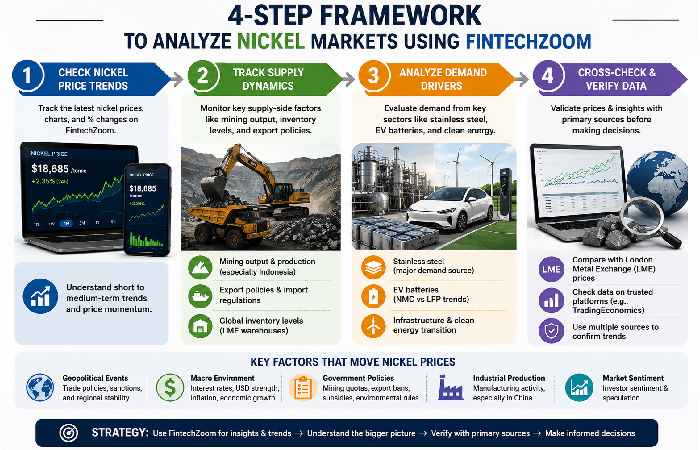 Visual flow of steps to analyze nickel prices using data and market context