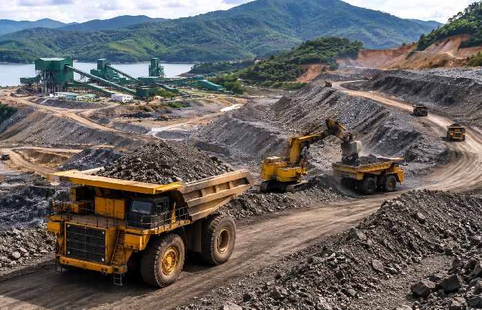 Nickel mining operation showing industrial extraction process