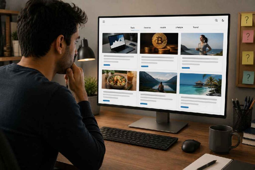Quikconsole com: What It Really Is (2026 Review) Person viewing a blog website while researching an online platform