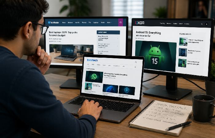 Comparing multiple websites for trust and credibility