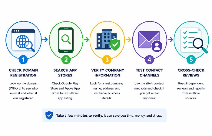 Process flow for verifying website trust and legitimacy